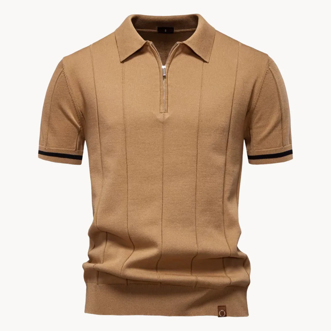 Polo À Col Zippé Avec Texture Verticale Pour Hommes
