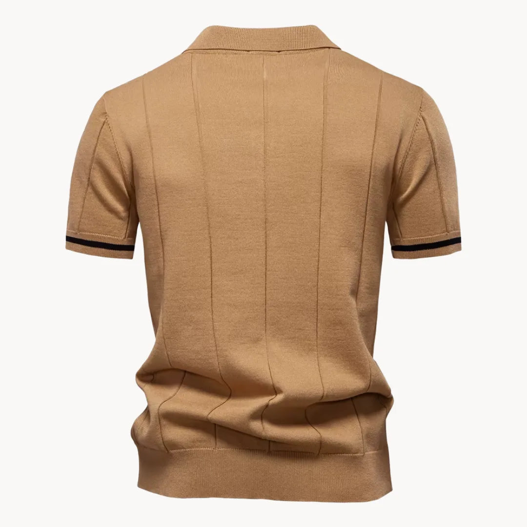 Polo À Col Zippé Avec Texture Verticale Pour Hommes