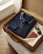 Polo Tricoté Côtelé Avec Col Classique Pour Hommes