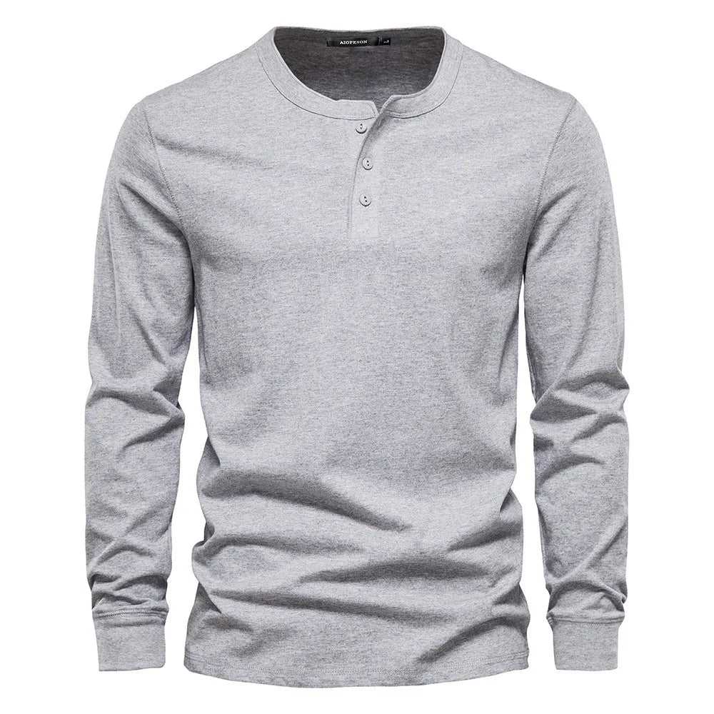 CHEMISE HENLEY HOMME À MANCHES LONGUES