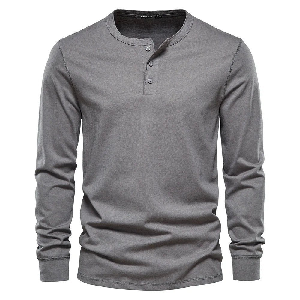 CHEMISE HENLEY HOMME À MANCHES LONGUES