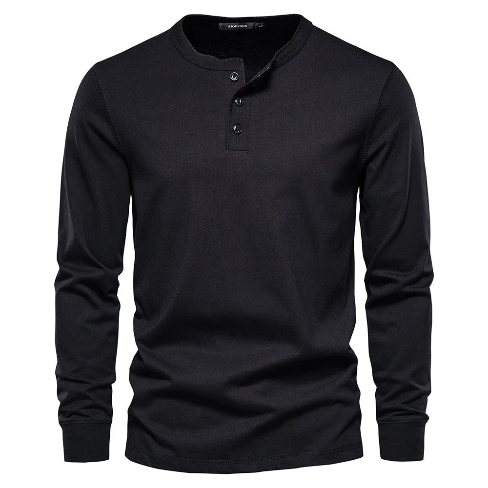 CHEMISE HENLEY HOMME À MANCHES LONGUES