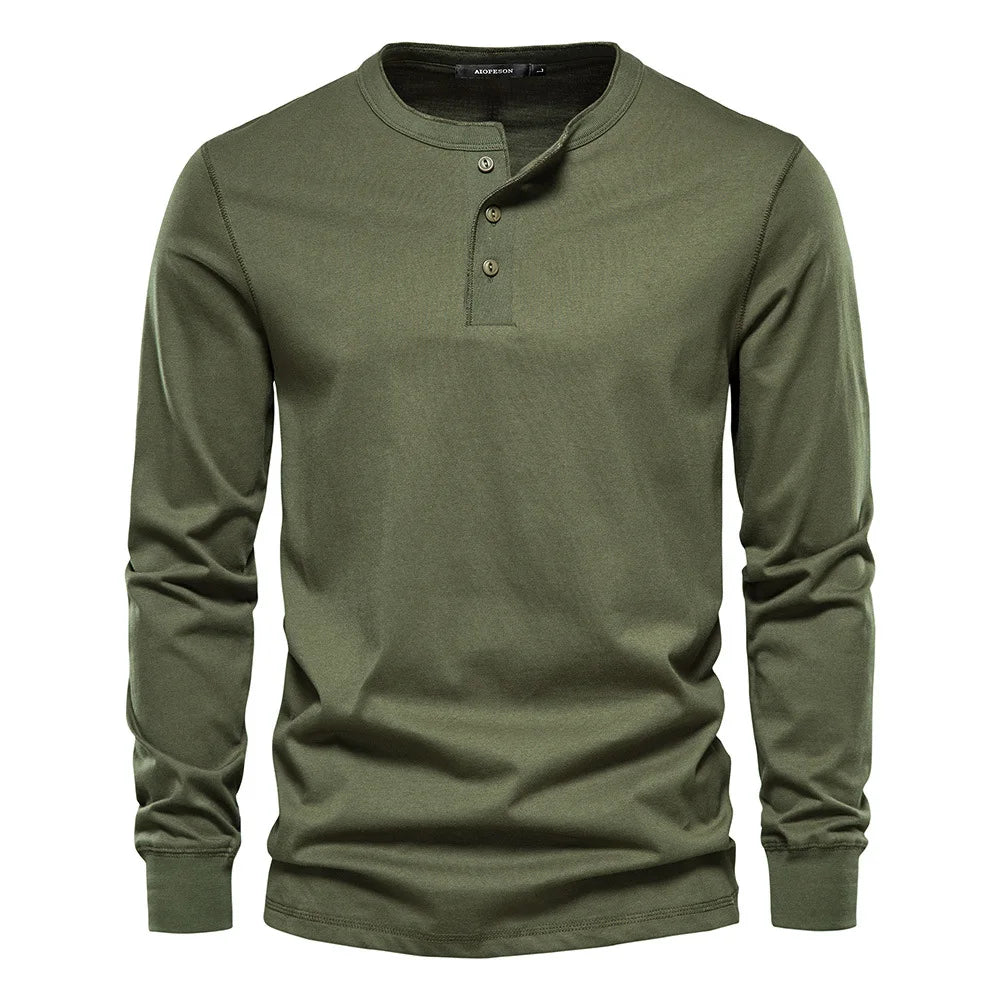 CHEMISE HENLEY HOMME À MANCHES LONGUES
