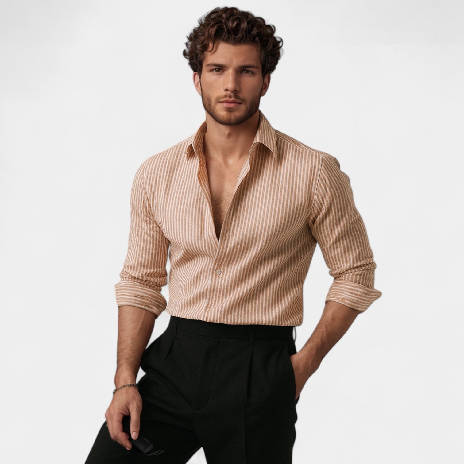 CHEMISE HOMME STYLE CARDIGAN À RAYURES