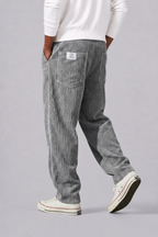 Pantalon En Velours Côtelé Avec Taille Élastique Pour Hommes
