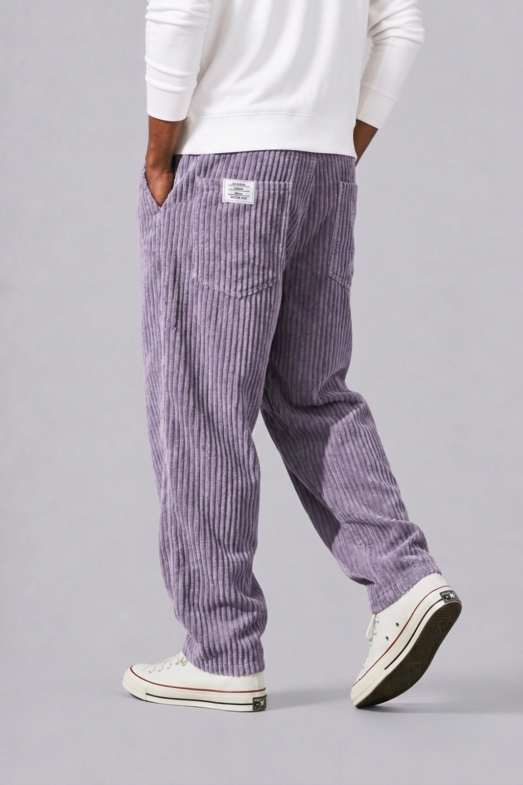 Pantalon En Velours Côtelé Avec Taille Élastique Pour Hommes