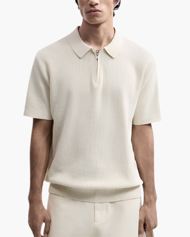Polo Zippé En Maille Aérée Pour Hommes