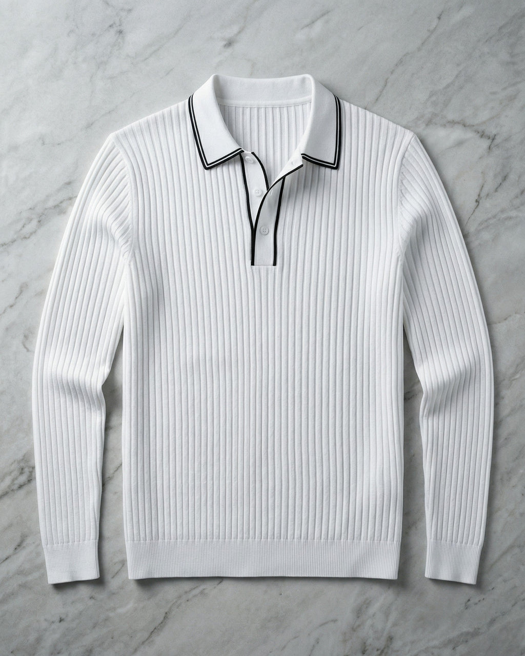 Polo Tricoté Côtelé Avec Col Classique Pour Hommes