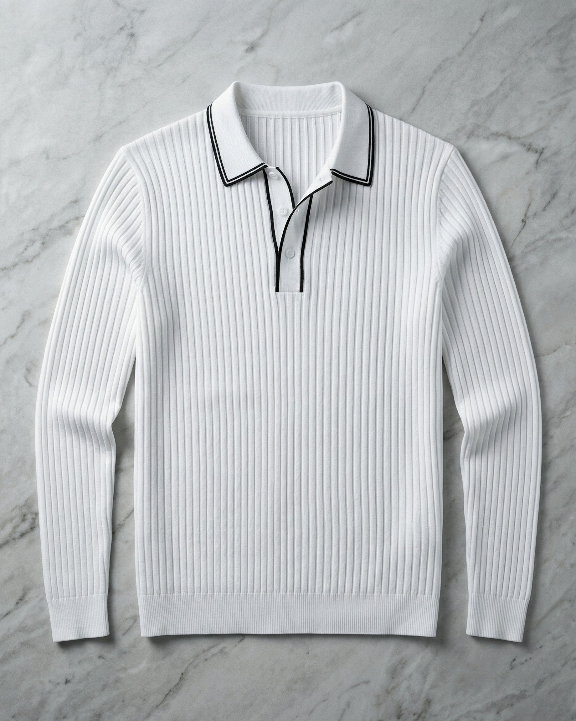Polo Tricoté Côtelé Avec Col Classique Pour Hommes