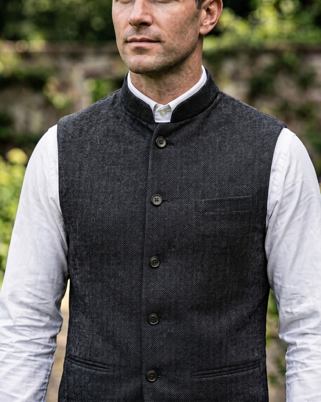 Gilet À Col Mao Avec Fermeture Boutonnée Pour Hommes