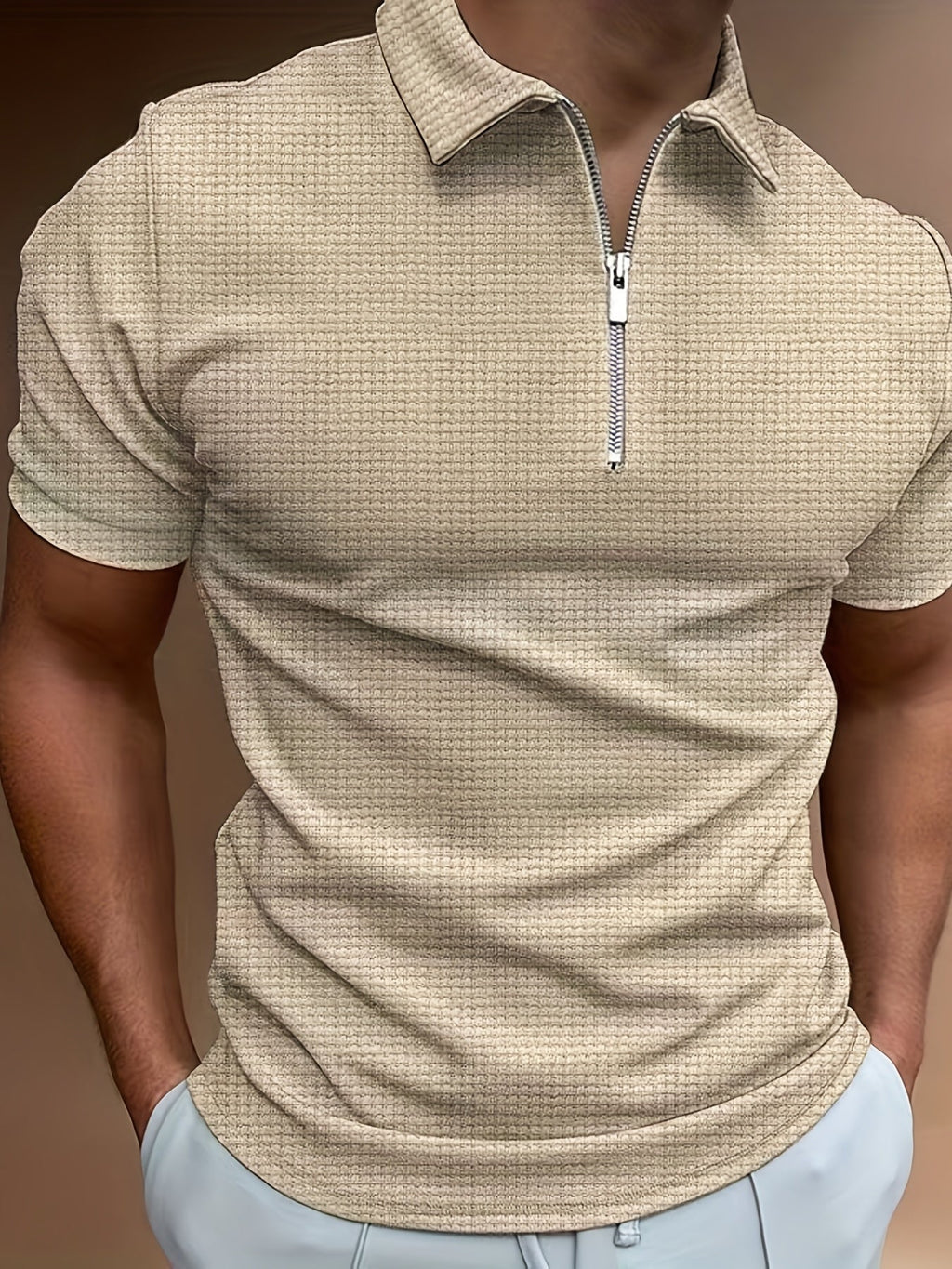 Polo Avec Col À Revers Et Fermeture Zippée Pour Hommes