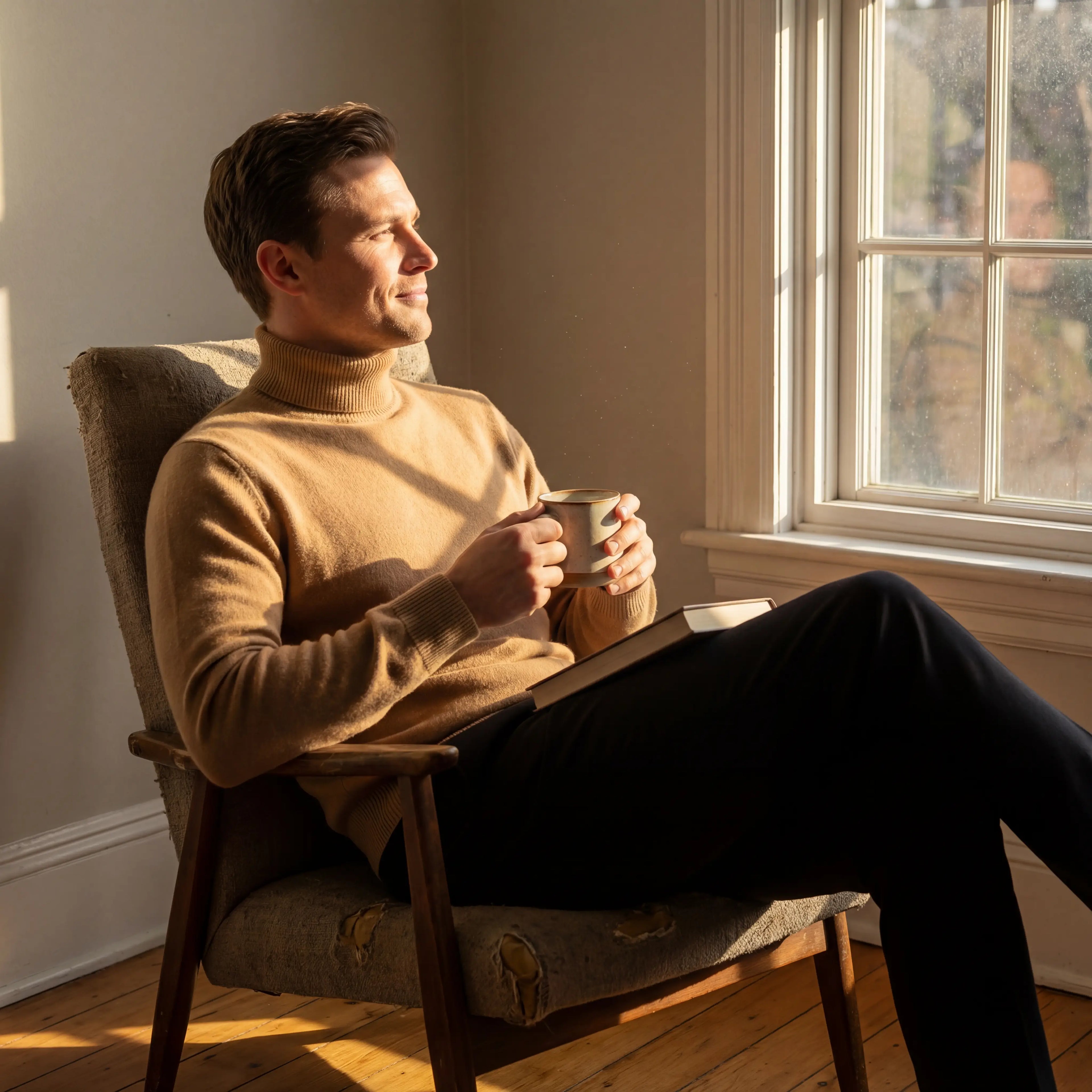 PULL HOMME COL ROULÉ MAILLE ÉPAISSE