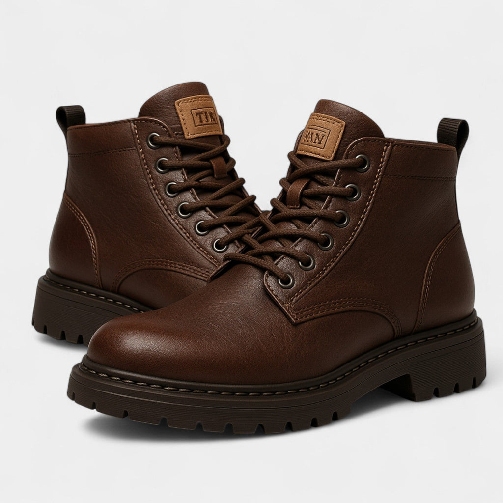 Bottes homme mi-hautes cuir pu - Marron