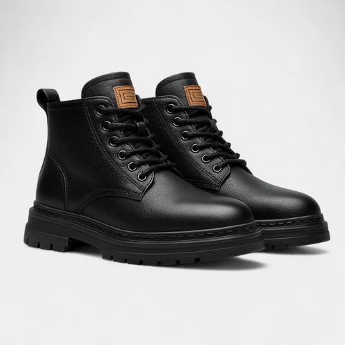 Bottes homme mi-hautes cuir pu - Noir