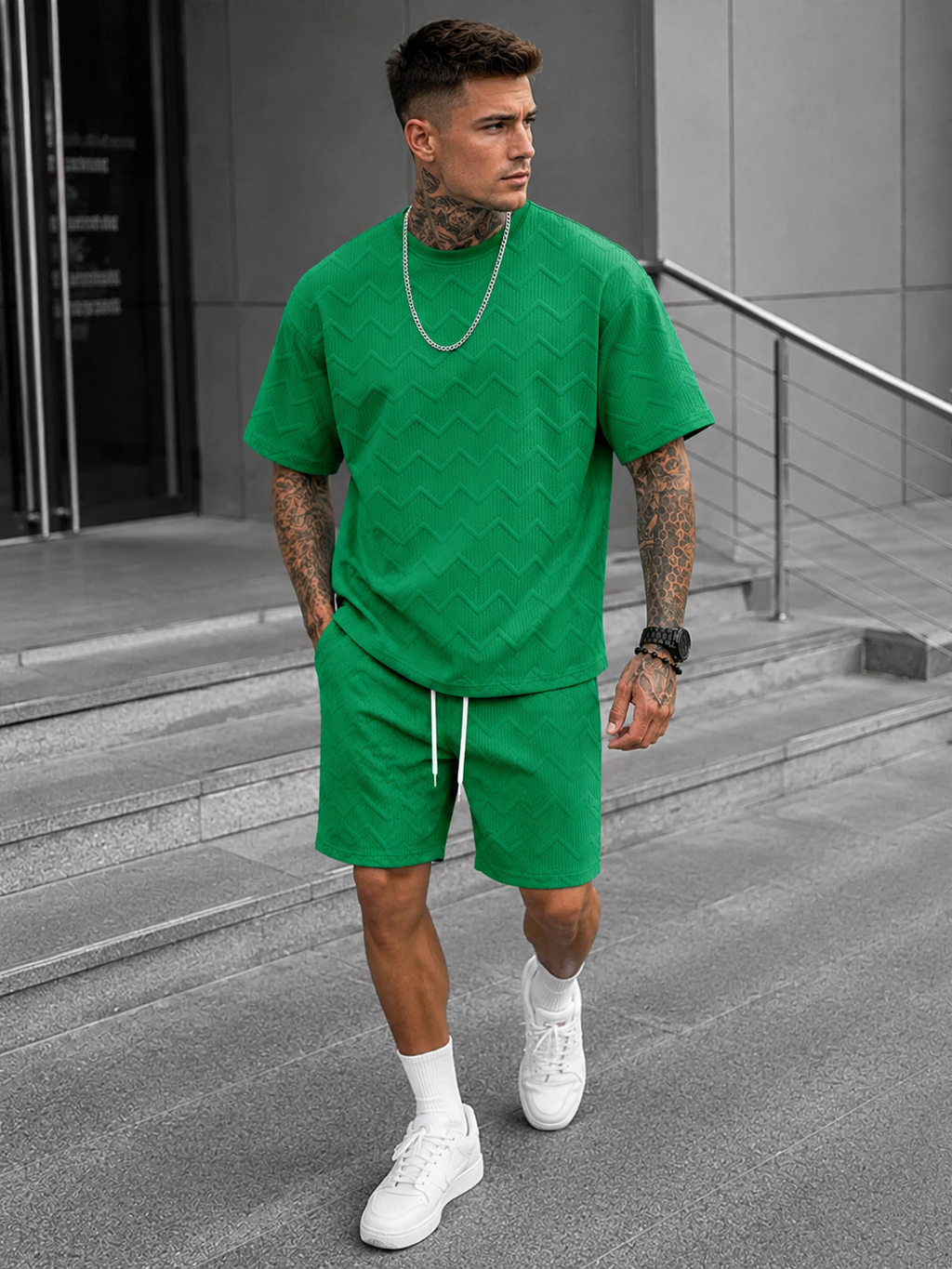 Ensemble T-Shirt Oversize Avec Short Pour Hommes