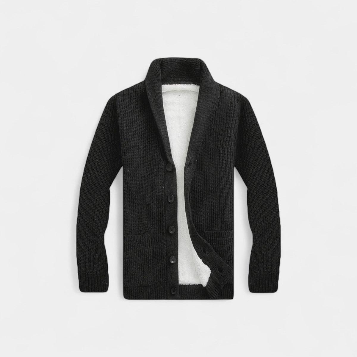 Cardigan homme maille col v boutonné - Noir