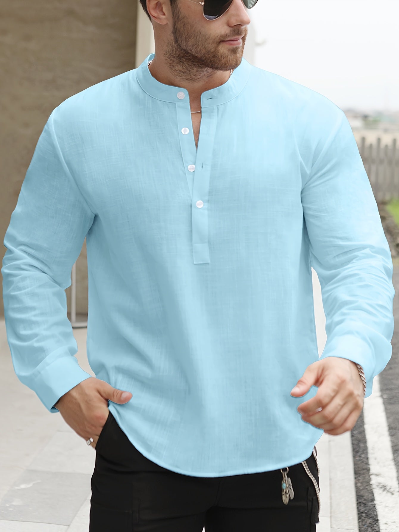 Chemise Ample Avec Col Bateau Pour Hommes