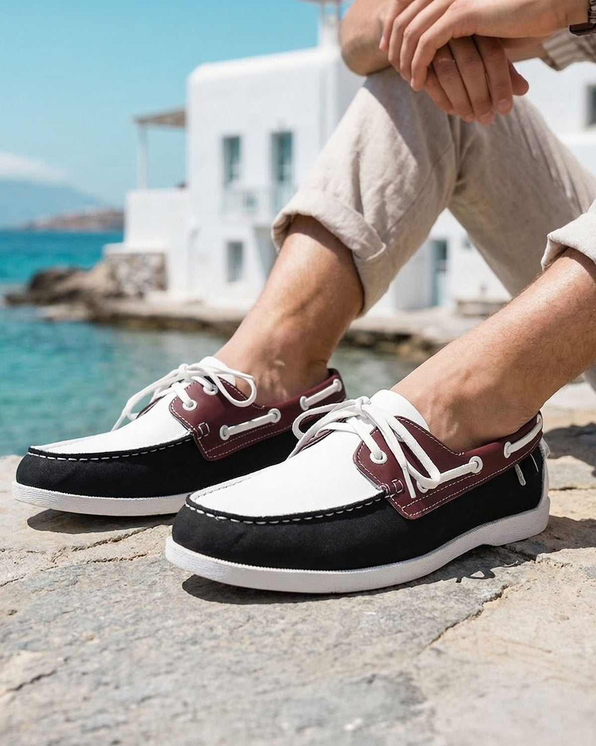 Chaussures bateau avec laçage latéral pour hommes - image 5