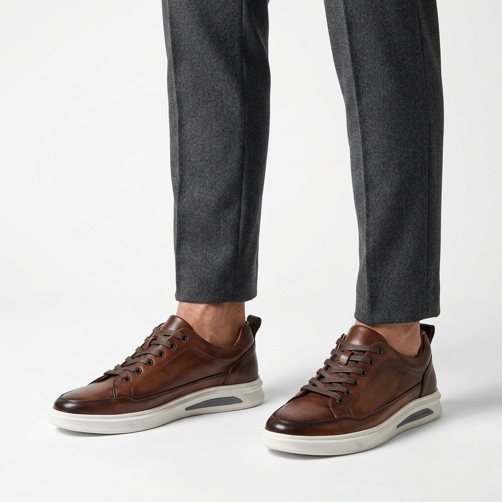 Chaussures habillées en cuir à silhouette business casual - Kaki
