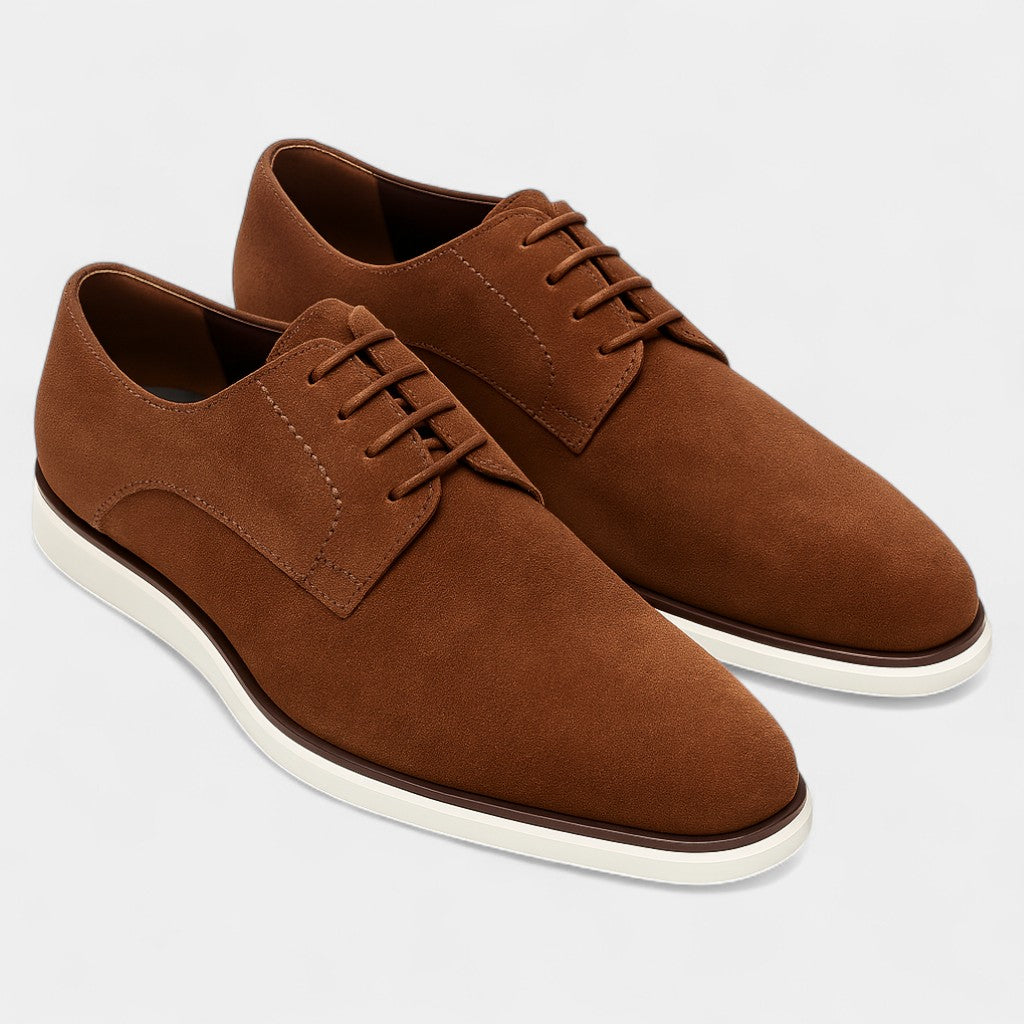 Chaussures homme en matière synthétique à lacets style business - Marron foncé