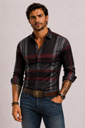 Chemise carreaux hommes - Noir-rouge