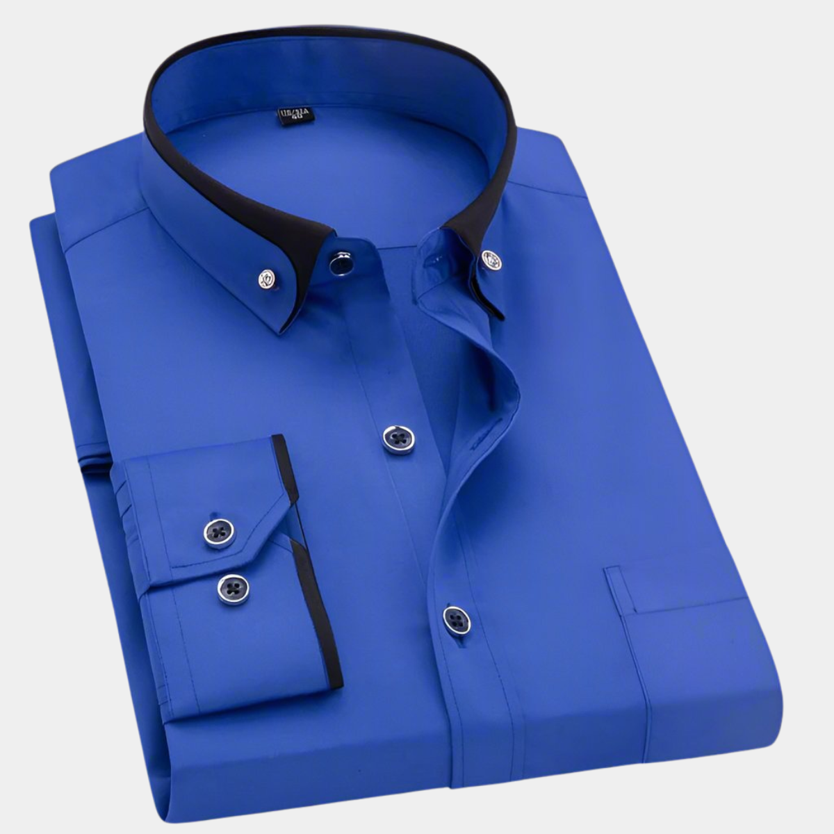 Chemise classique à manches longues pour homme - Bleu