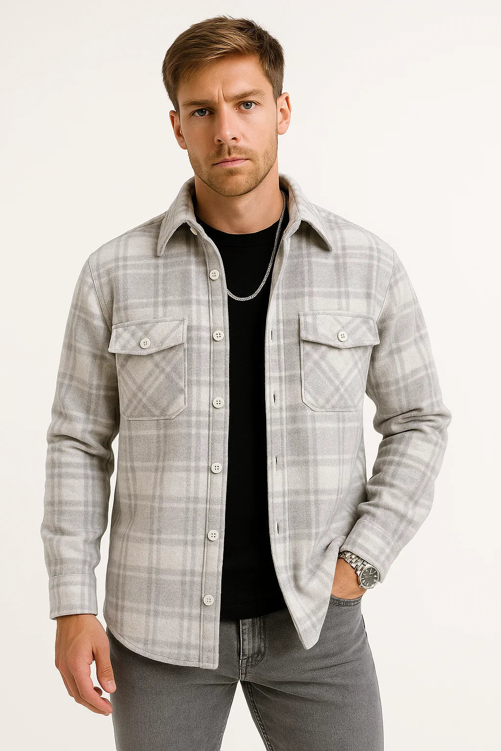 Chemise d’hiver à carreaux pour homme - Motif 1