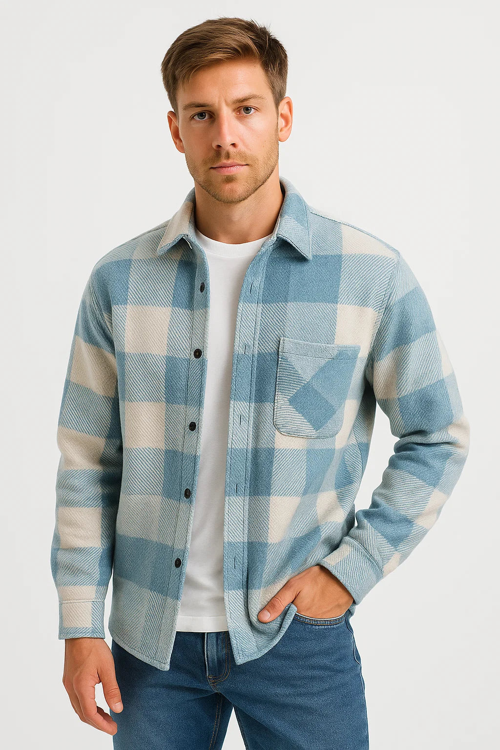 Chemise d’hiver à carreaux pour homme - Motif 5