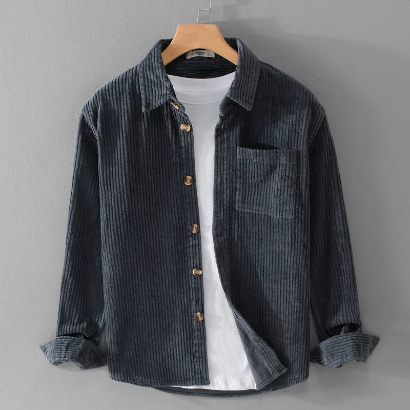 Chemise en velours côtelé pour homme - Bleu marine