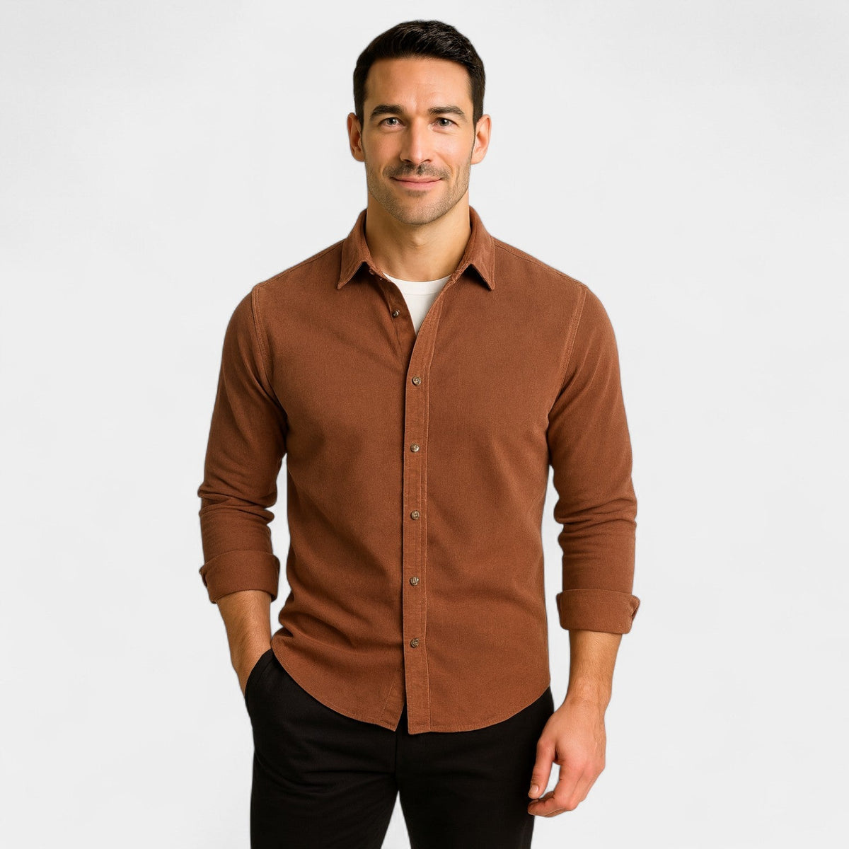 Chemise homme velours côtelé manches longues - image 1