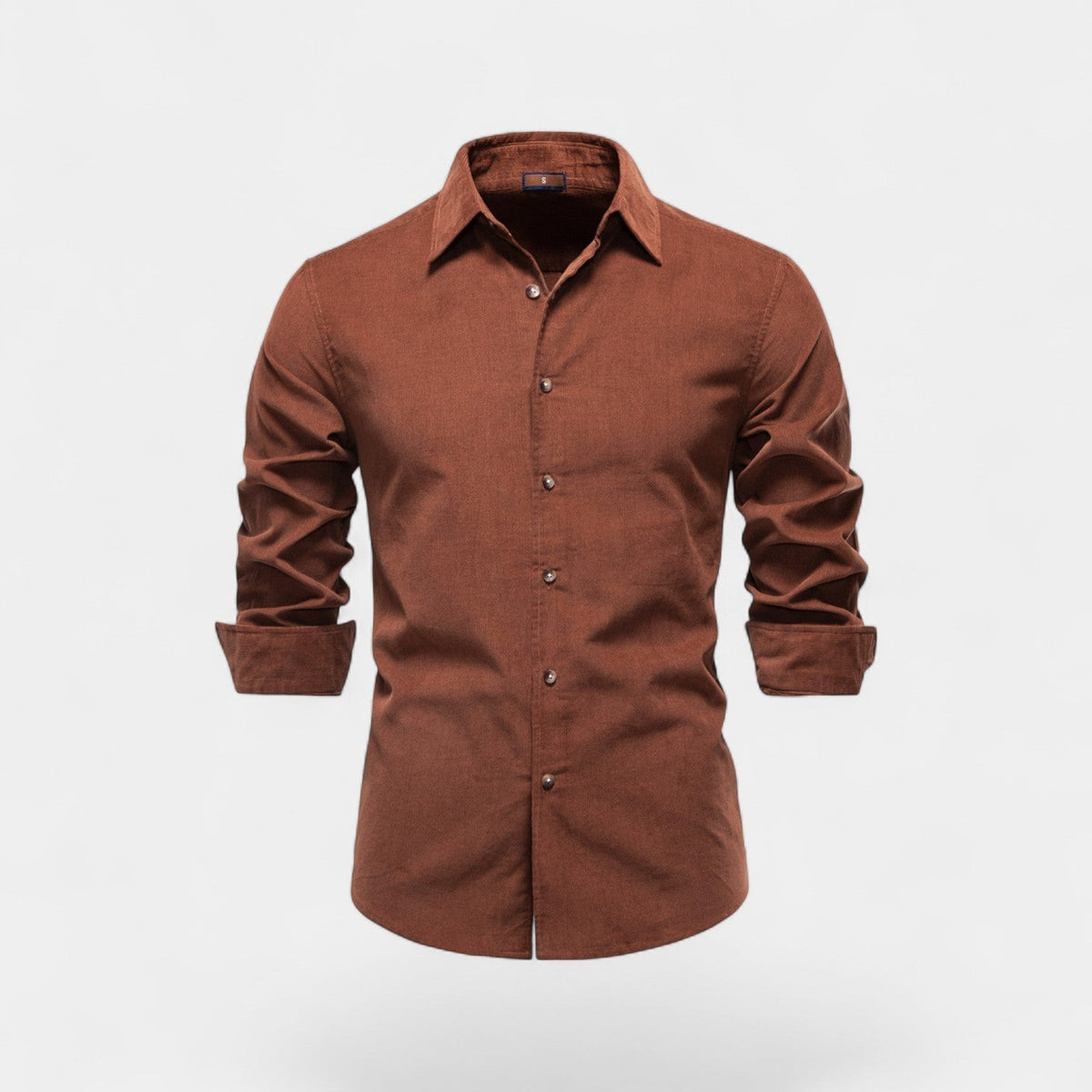 Chemise homme velours côtelé manches longues - Marron