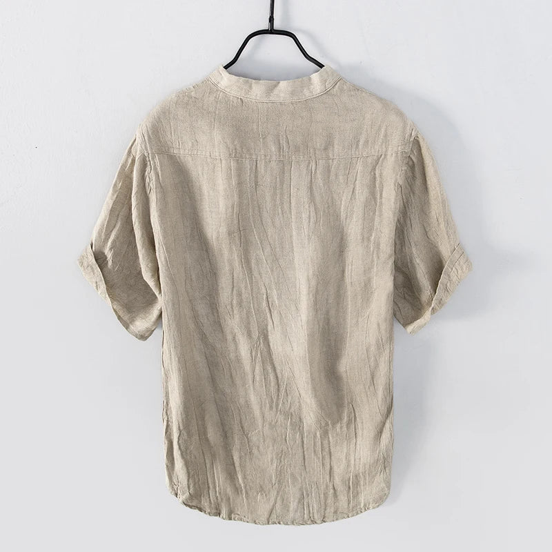 Chemise lin col montant pour homme - image 2