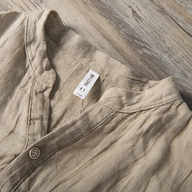 Chemise lin col montant pour homme - image 3
