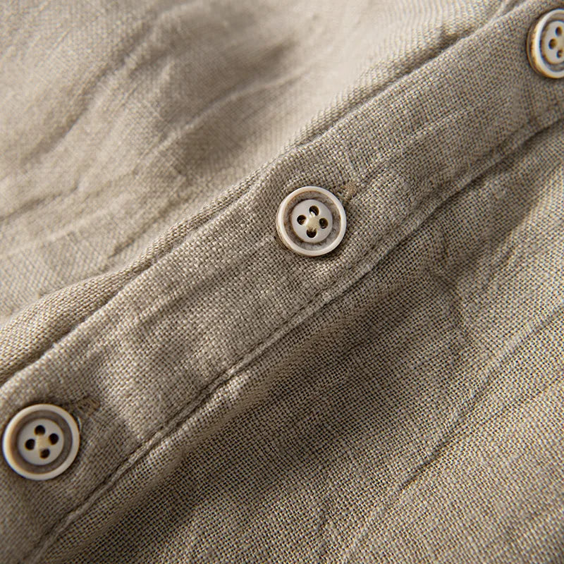 Chemise lin col montant pour homme - image 4