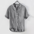 Chemise lin col montant pour homme - Gris