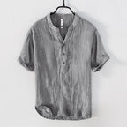 Chemise lin col montant pour homme - Gris