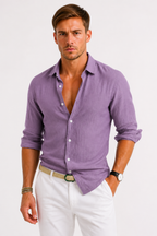 Chemise lin hommes - Violet