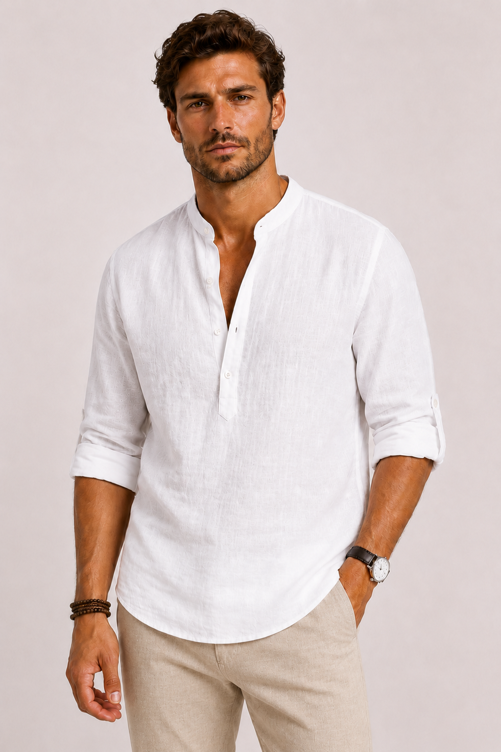 Chemise lin hommes - Blanc