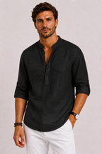 Chemise lin hommes - Noir