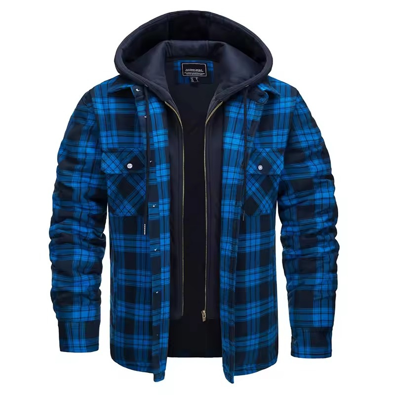 Veste Homme À Carreaux Avec Capuche