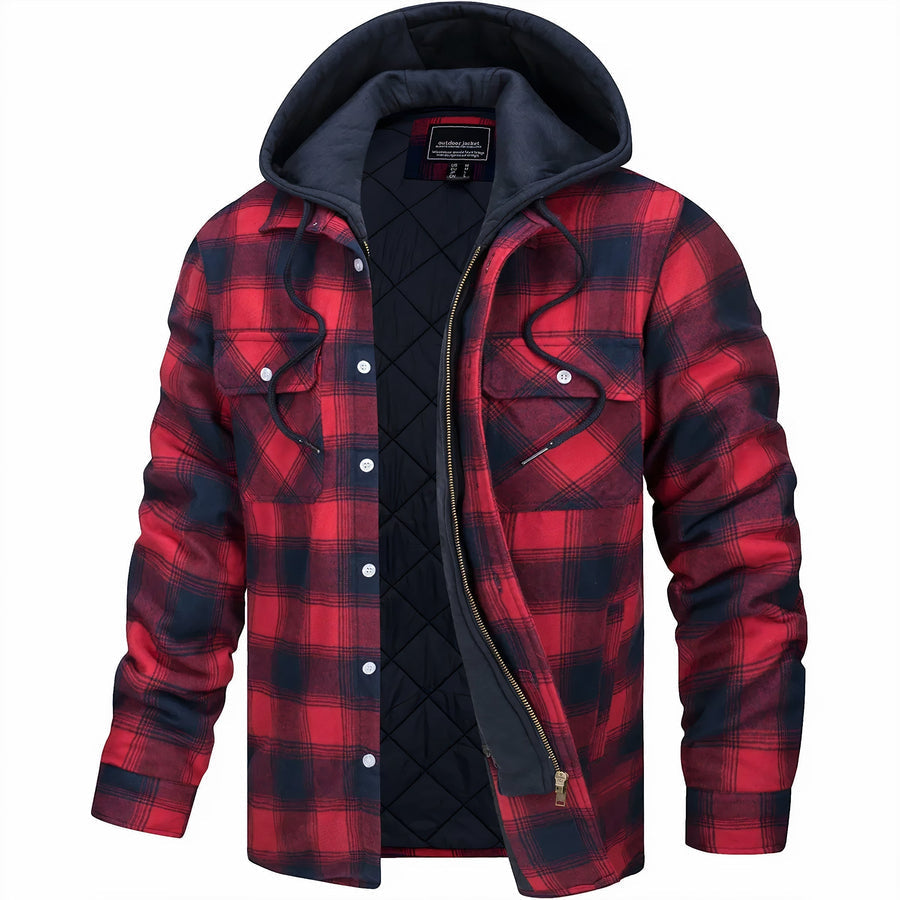 VESTE À CAPUCHE À CARREAUX HOMMES