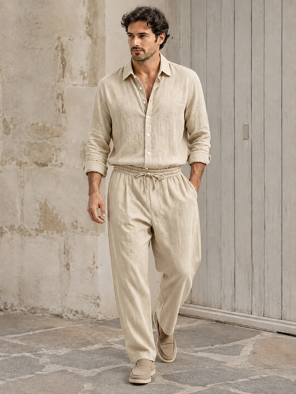Costume lin pour homme - Beige