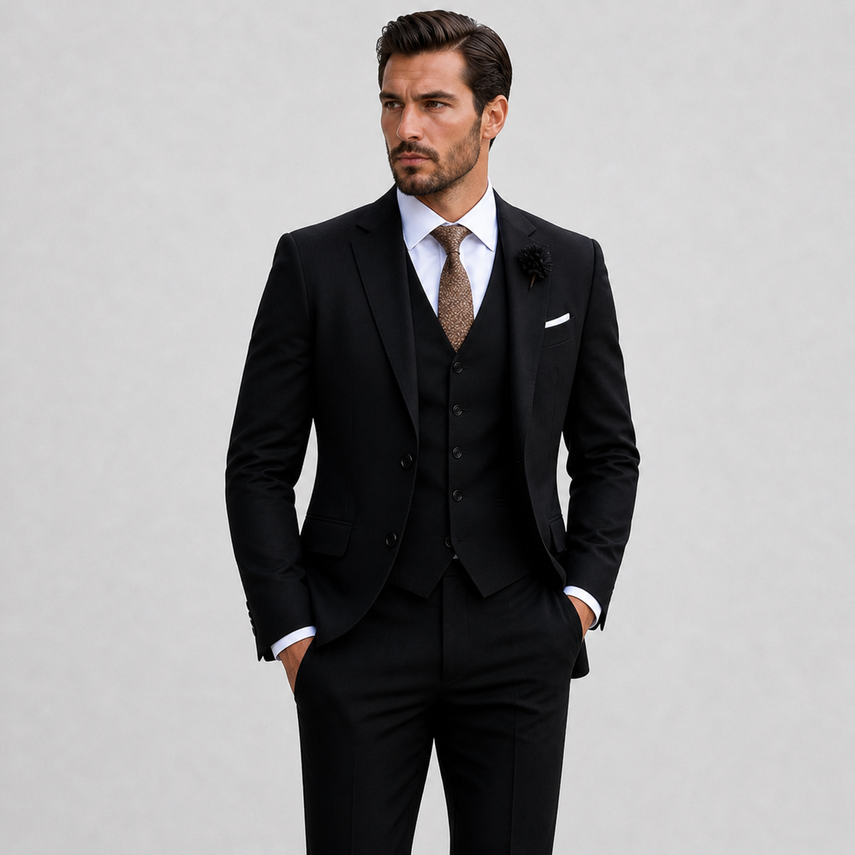 Costume trois pièces pour hommes - Noir