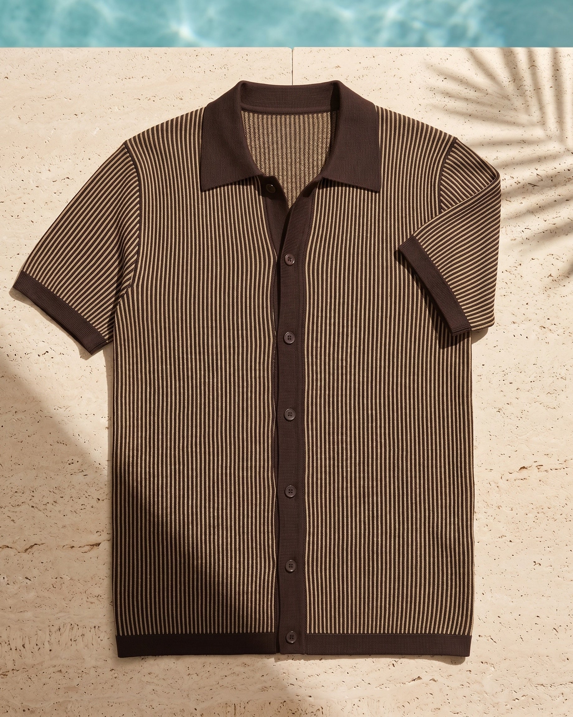 Polo Tricoté À Rayures Verticales Pour Hommes