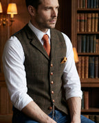 Gilet À Revers Avec Motif À Carreaux Pour Hommes