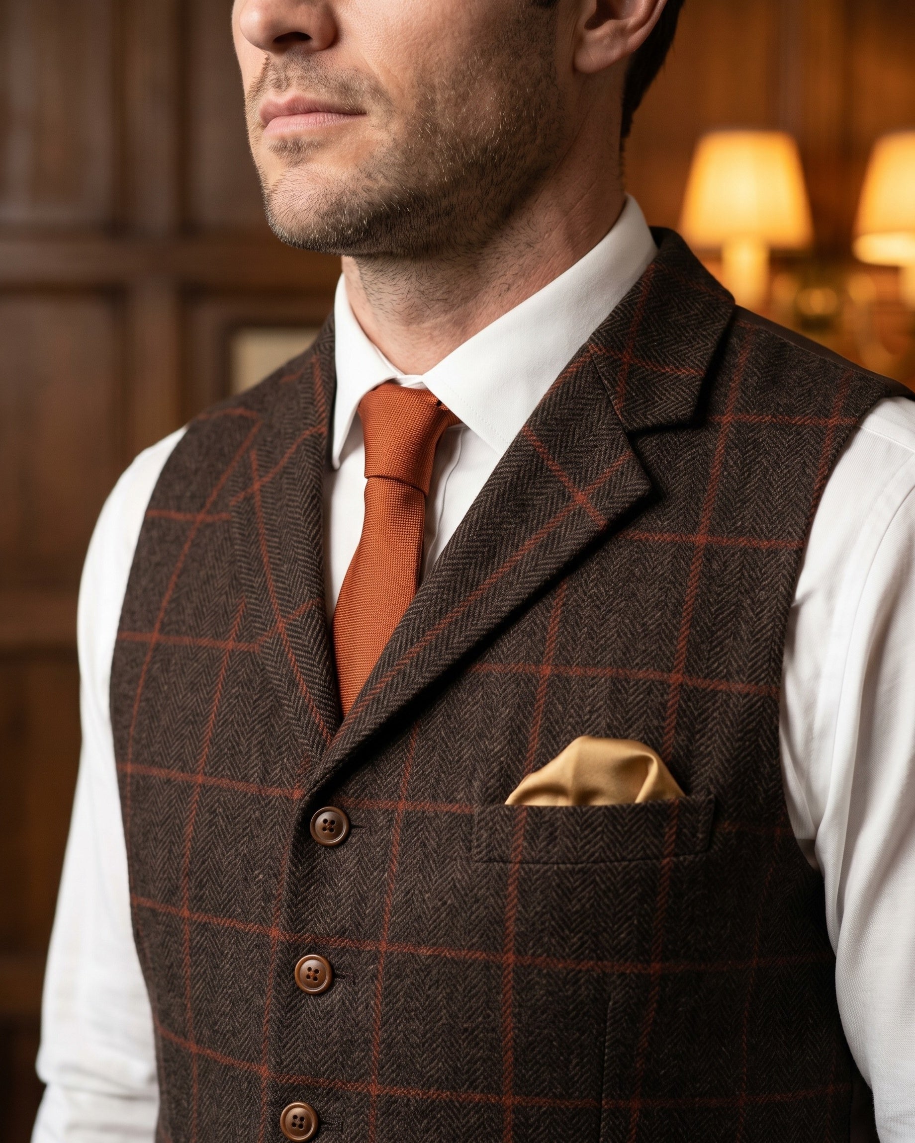 Gilet À Revers Avec Motif À Carreaux Pour Hommes