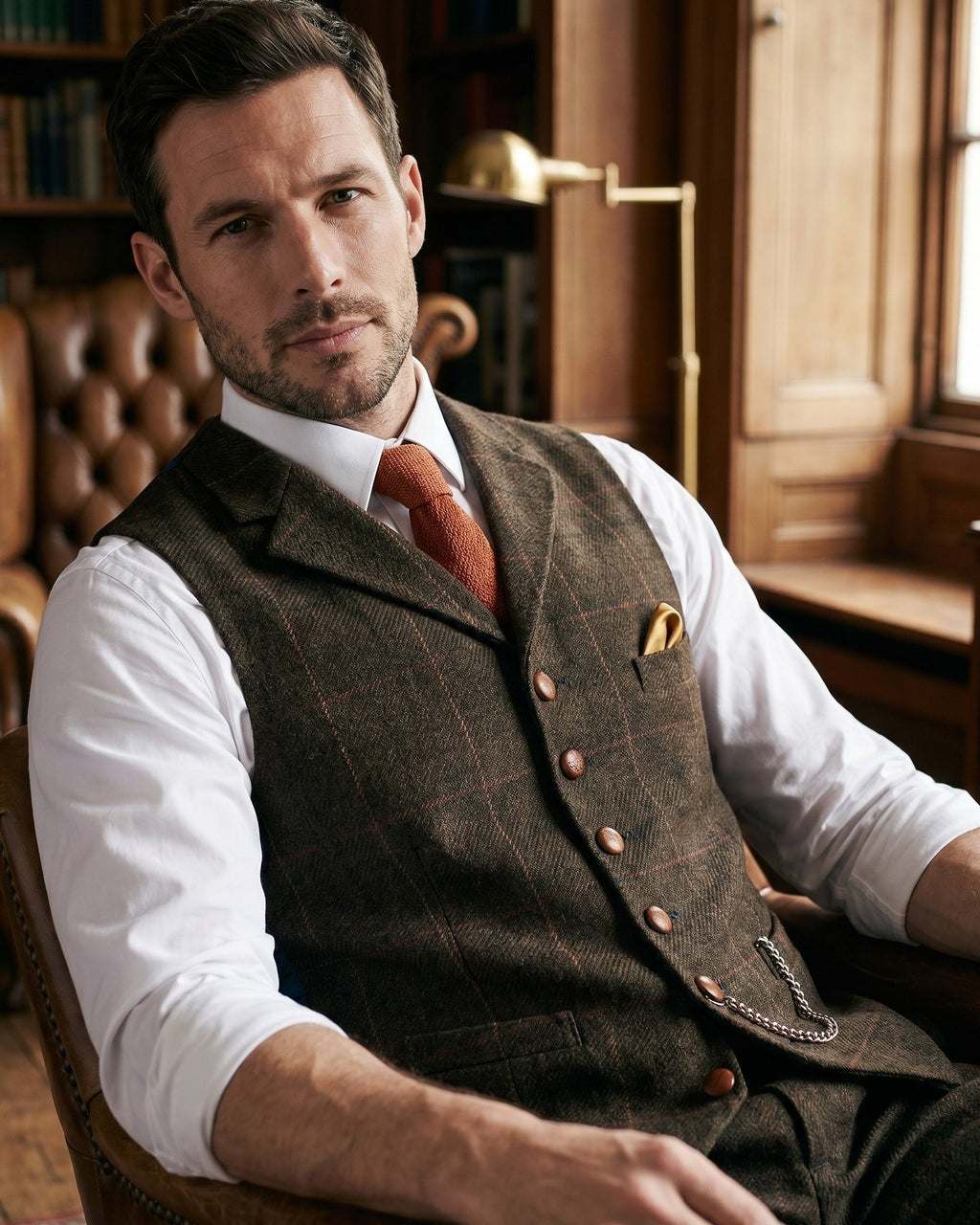 Gilet À Revers Avec Motif À Carreaux Pour Hommes