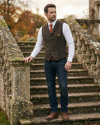 Gilet À Revers Avec Motif À Carreaux Pour Hommes