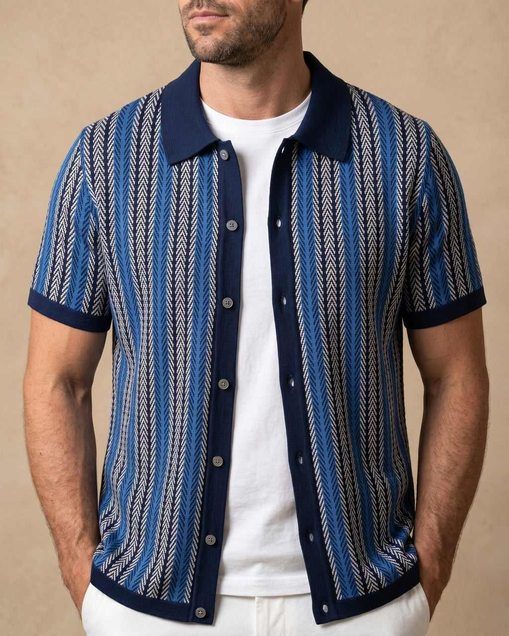 Polo Tricoté Avec Fermeture Boutonnée Pour Hommes