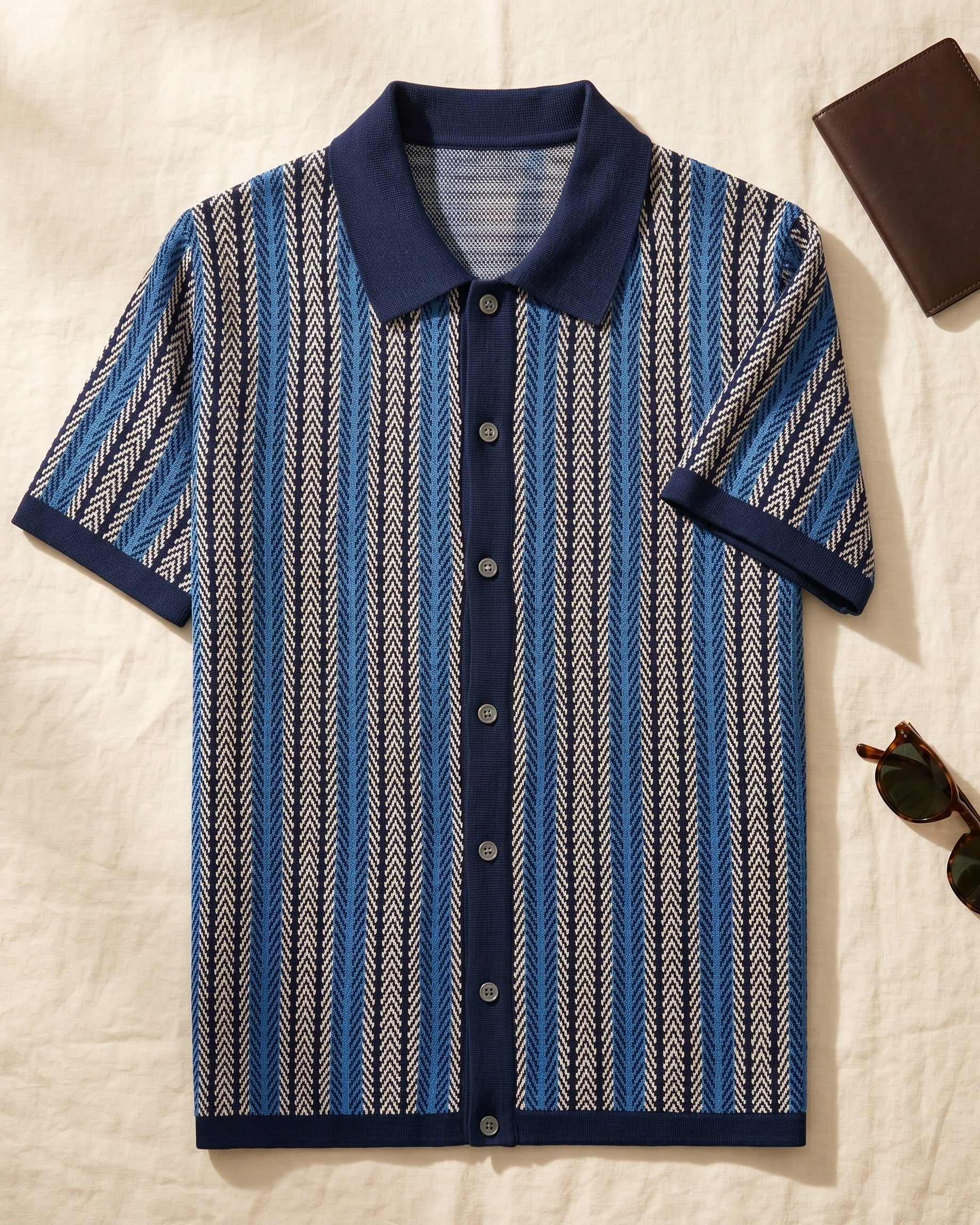 Polo Tricoté Avec Fermeture Boutonnée Pour Hommes